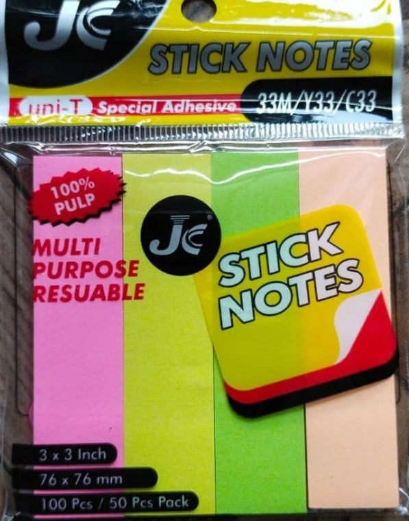 JC Sticky Notes Multi Color Set of 4