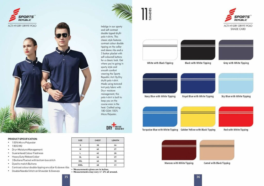 Sports Republic - ACTI : HY DRY DRYFIT Polo T Shirt - Pack of 20