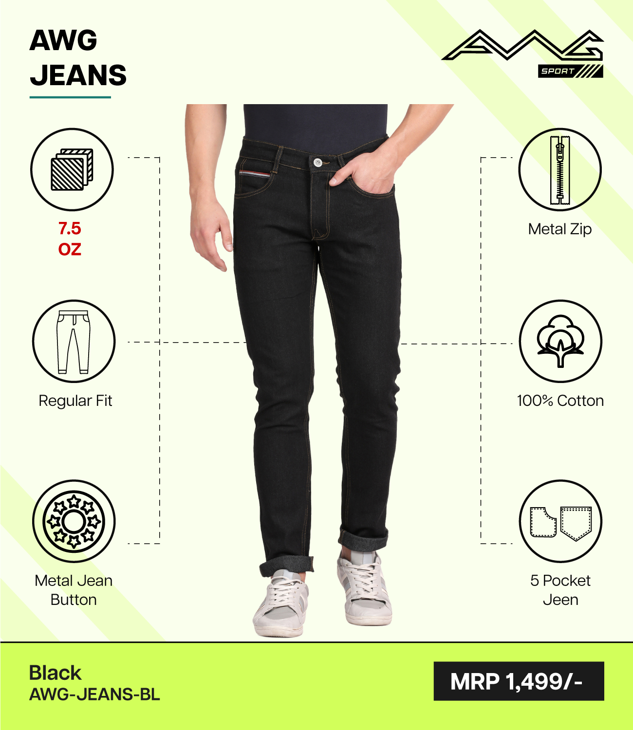 AWG Sports - Jeans Bottom Wear - Pack of 20