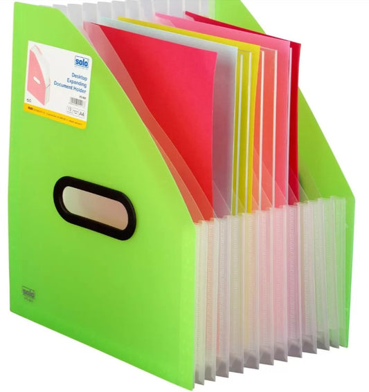 Office Essentials - Solo 13 Compartments Polypropylene Plastic Desktop Expanding Document Holder