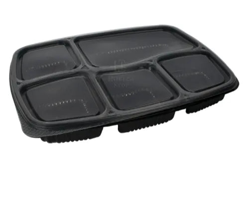 Plastic Paras 5CP Black Meal Tray - Qty 100