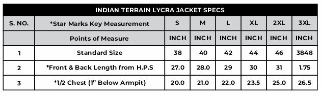 Indian Terrain - Full Zipper Lycra Jacket - Pack of 10